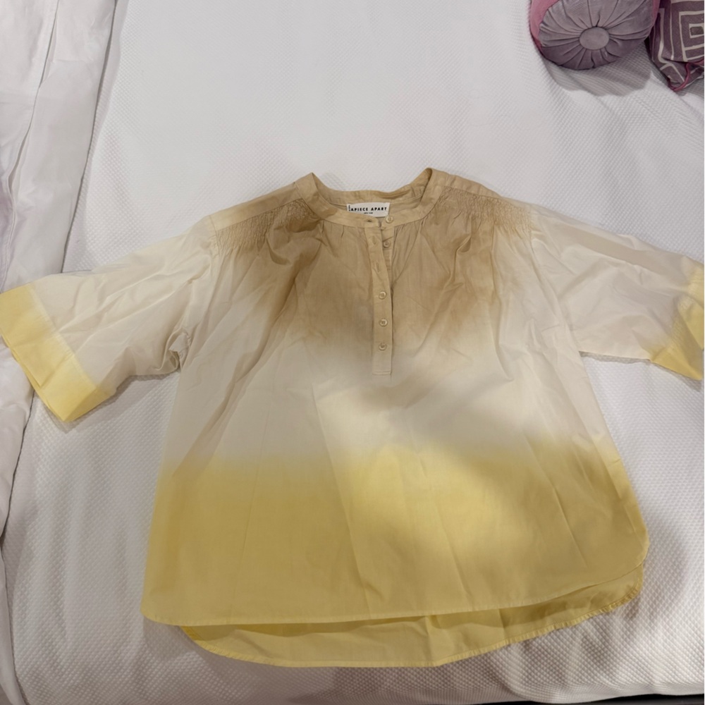 Apiece Apart Yellow and Brown Ombre Blouse with Billowy Sleeves